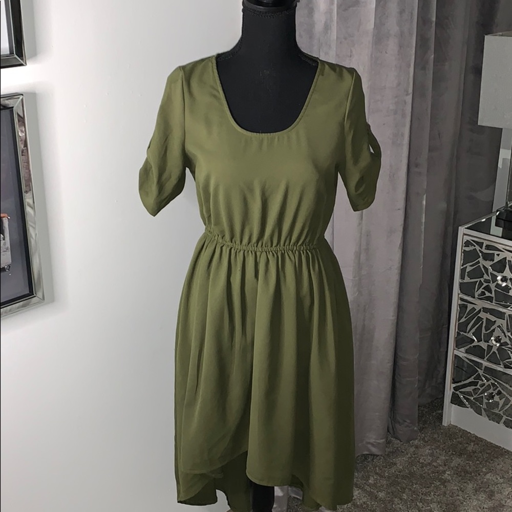 Olive Green High-low Dress